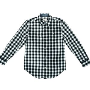 TUCKER + TATE Boys Gingham Plaid Black & White Check Button Down Shirt